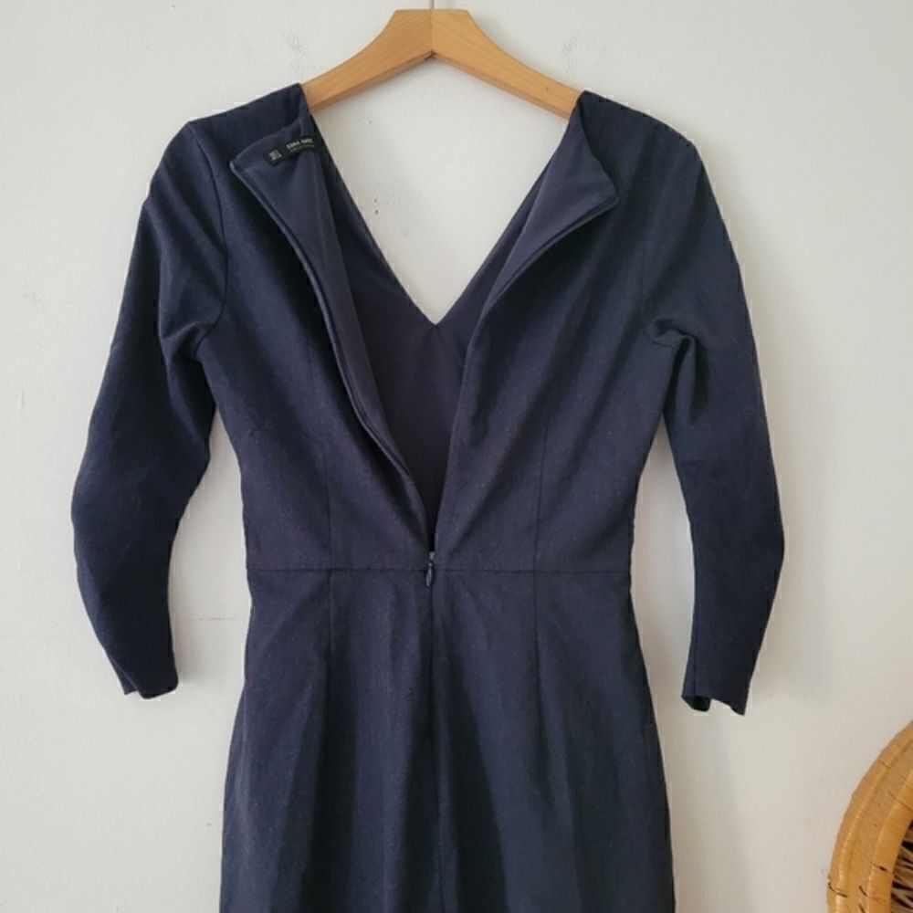 Zara Basic Collection Blue Sheath Dress S - Picture 2 of 8